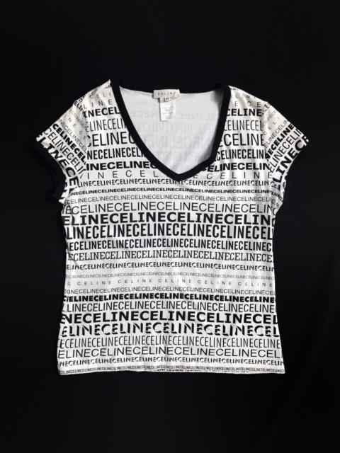 CELINE Made in France Celine All Overprint Logo Spell Out Tee