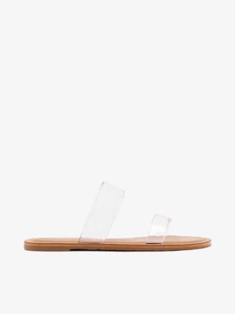 Larroudé Gabe Flat In Clear Vinyl and Caramel Leather