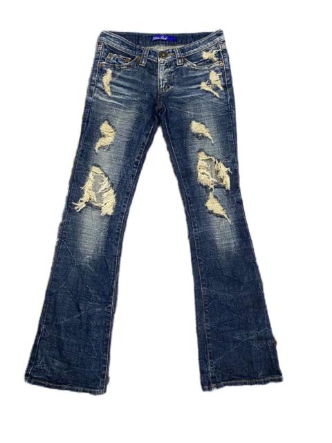Other Designers If Six Was Nine - Y2K STYLE SUPER FLARE GLAM ROCK LOW RISE RIPPED DENIM