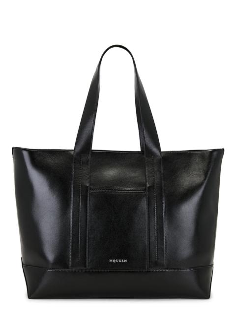 バッグ Paul Smith Stripe Leather Tote Bag Black Women's Black Leather 'Signature Stripe' Trim Tote Bag