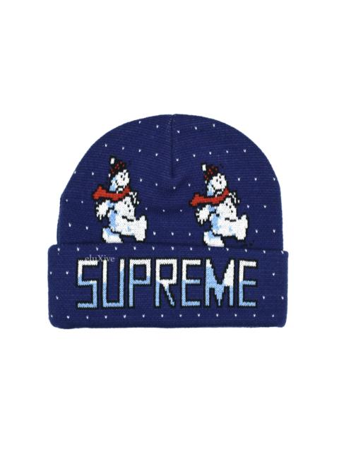 Supreme Supreme Snowman Logo Knit Beanie Navy FW21 DS