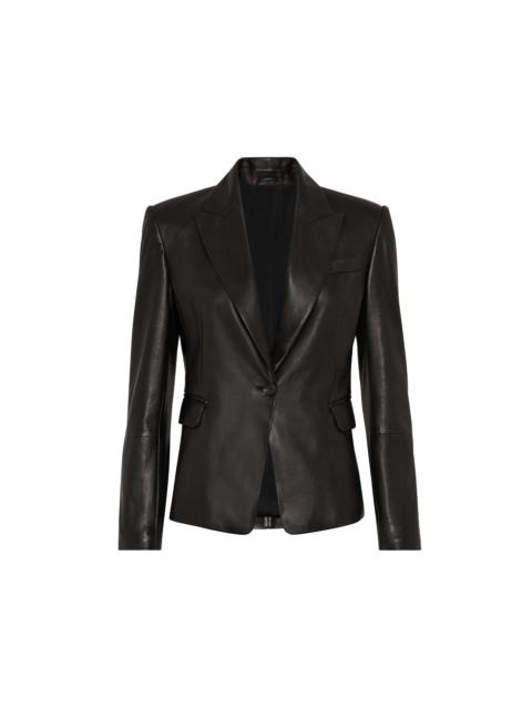 Brunello Cucinelli Brunello Cucinelli Nappa leather blazer in Black at Nordstrom