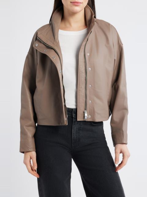 ALLSAINTS AllSaints Ryder Crop Leather Jacket in Mocha Brown at Nordstrom