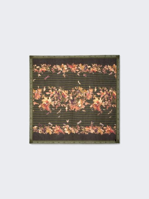 Jean Paul Gaultier Silk Scarf Khaki Marinière Grape Print
