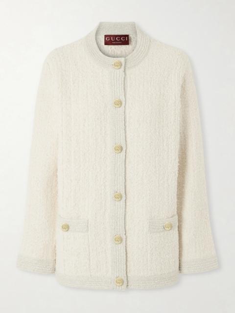GUCCI Metallic Wool-blend Tweed Cardigan