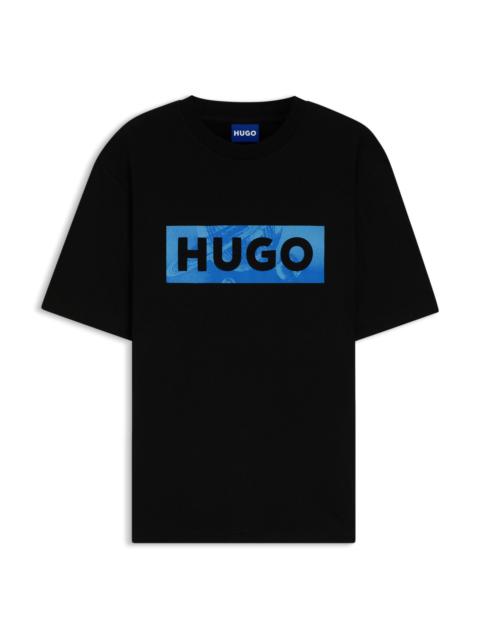HUGO LOGO-ARTWORK T-SHIRT IN COTTON JERSEY