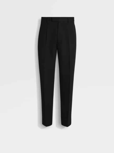 ZEGNA BLACK COTTON AND WOOL PANTS