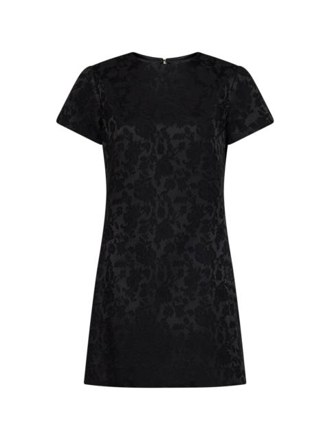 SAINT LAURENT Saint Laurent Women Black Floral Jacquard Satin Mini Dress