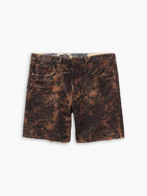 Acne Studios Roman slim-fit straight-leg distressed coated-denim shorts