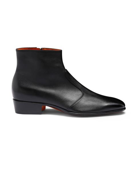Santoni Men's black leather ankle boot