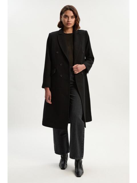 KAREN MILLEN Wool Fitted Double Breasted Tailored Midi Coat