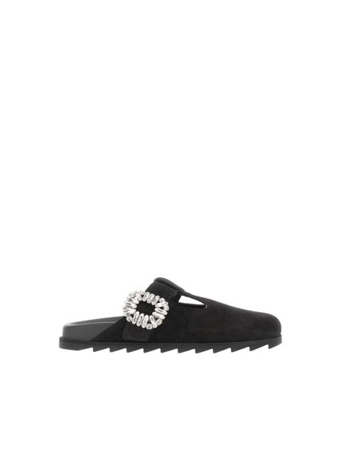 Roger Vivier 'SLIDY VIV'' SUEDE LEATHER MULES