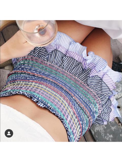 Other Designers DO+BE - Do + Be Rainbow Smocked Ruffle Bottom Mini Skirt