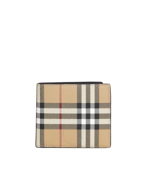 Burberry Archive Beige Men's Vintage Check Bi-Fold Coin Wallet