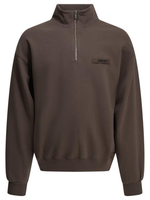 JACQUEMUS Jacquemus Le Camionneur Gros Grain Half Zip Sweatshirt Brown