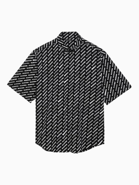 Balenciaga Black Cotton Button Down Shirt With Logo Print