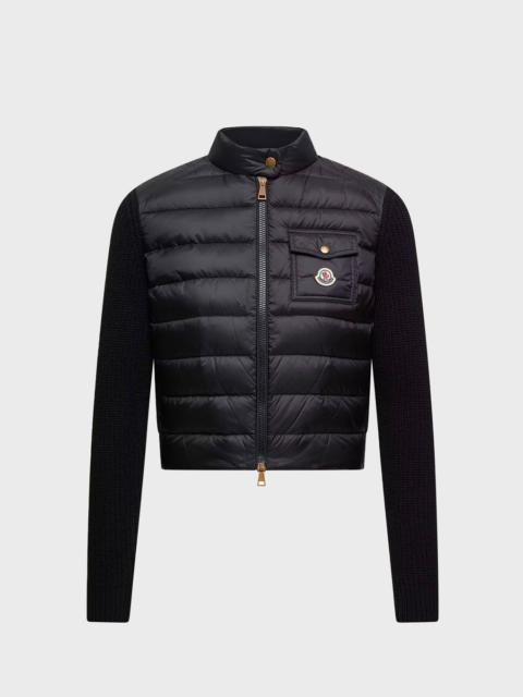 Moncler Jacket Padded Wool Zip-Up Cardigan Black