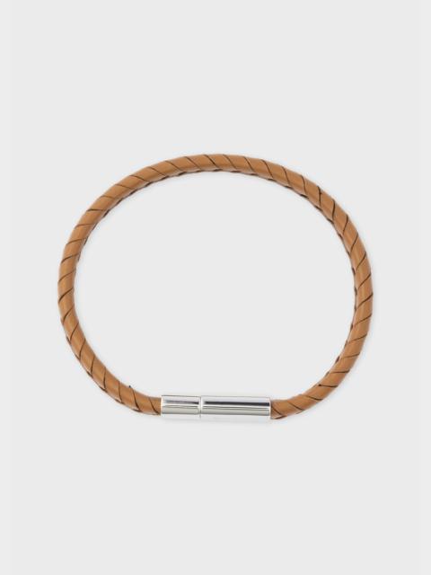 Paul Smith Tan Two-Tone Braided Leather Bracelet