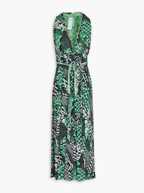 DIANE VON FURSTENBERG Pia reversible printed stretch-mesh midi wrap dress