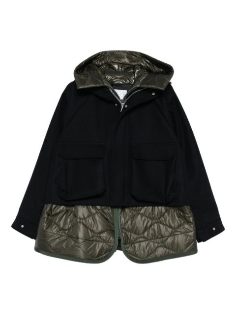 sacai hooded quilted-panel jacket