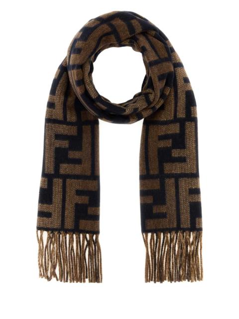 FENDI Fendi Men Embroidered Wool Blend Scarf