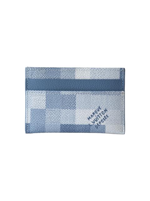 Louis Vuitton Louis Vuitton Blue Pixel Double Card Holder Indigo Damoflage Blue Letter