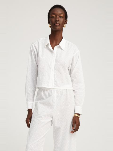 SPRWMN WHITE EYELET CROPPED BUTTON DOWN