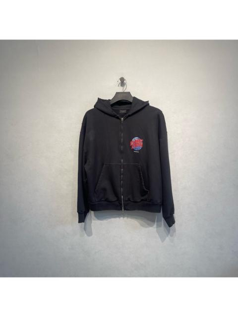 BALENCIAGA Balenciaga distressed zip-up jacket with earth pattern print