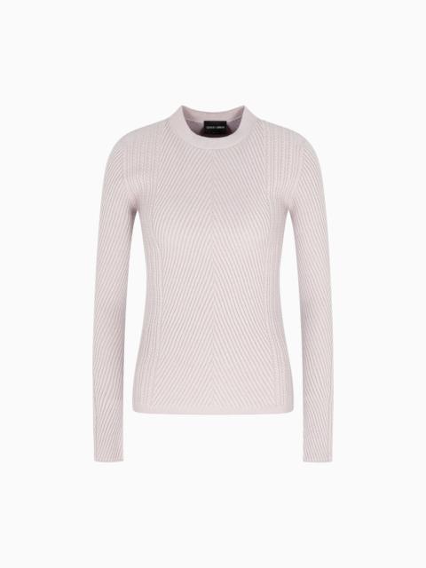 GIORGIO ARMANI CREW-NECK RIBBED JUMPER IN VIRGIN WOOL