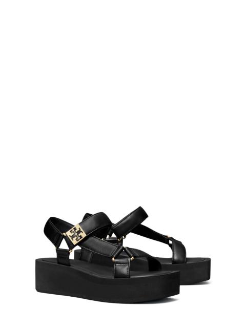 TORY BURCH Tory Burch Mellow Platform Sandal in Perfect Black /Gold /Perfect Black at Nordstrom