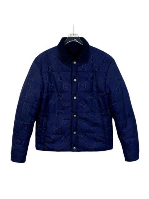 GUCCI Gucci Reversible GG Logo Quilted Jacket Navy Corduroy Snap Button Closure Versat