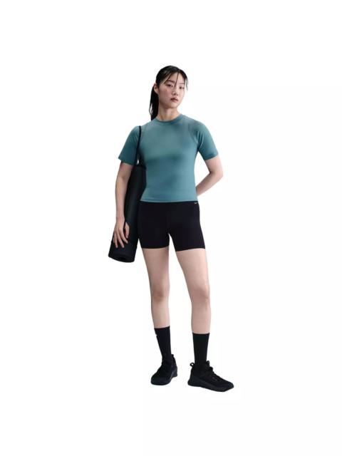 Nike Women's INF Dri-FIT Short-Sleeve Wide Rib Top -Blue