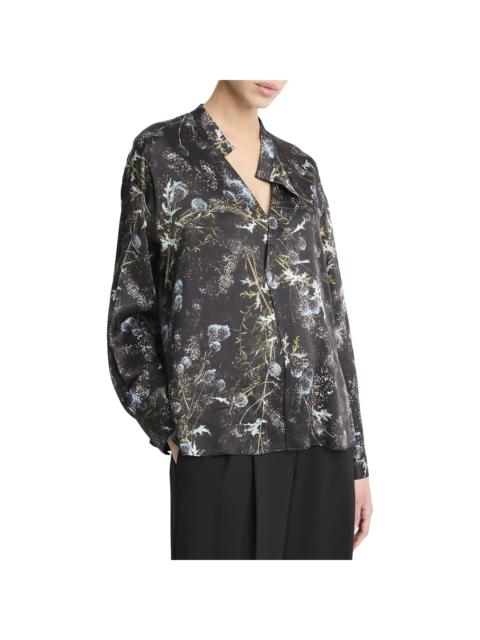 Vince Vince Thistle Draped Collar Silk Blouse
