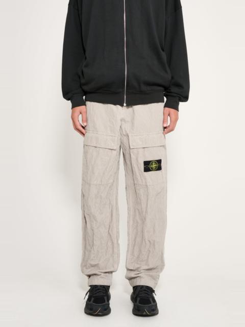 Stone Island STONE ISLAND WRINKLED CORDUROY 500-TC CARGO TROUSERS PEARL GREY