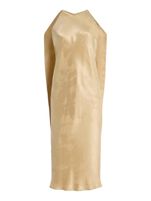 The Row Baras Silk Midi Cape Dress neutral