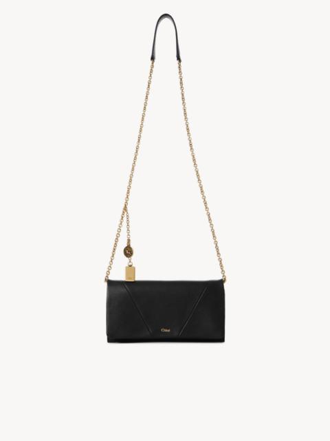Chloé CHLOÉ SPIN FLAP WALLET ON CHAIN IN GRAINED LEATHER
