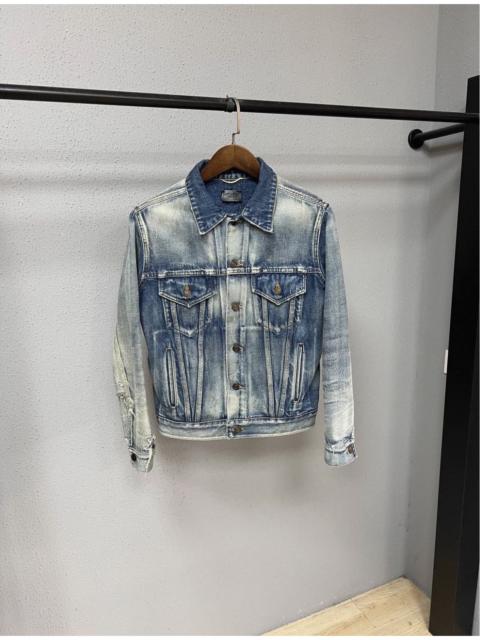 SAINT LAURENT Saint Laurent denim trucker jacket with pearl accent on the back