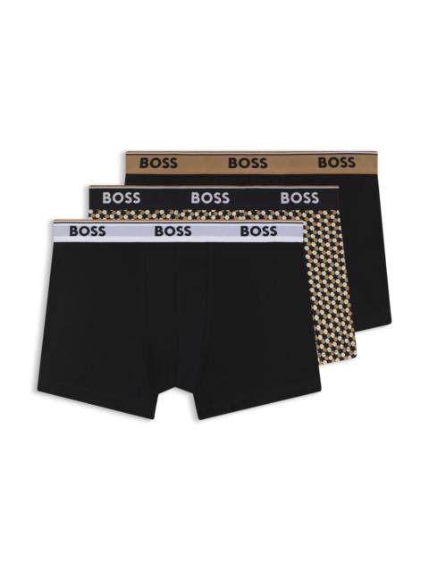BOSS THREE-PACK OF STRETCH-COTTON TRUNKS WITH LOGO WAISTBAND