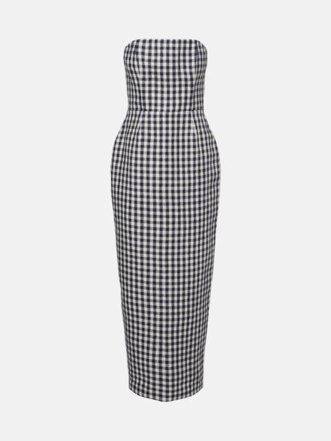 POSSE Romeo gingham strapless linen maxi dress