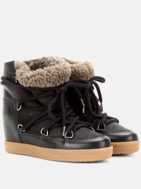 Isabel Marant Nowles shearling-trimmed leather ankle boots