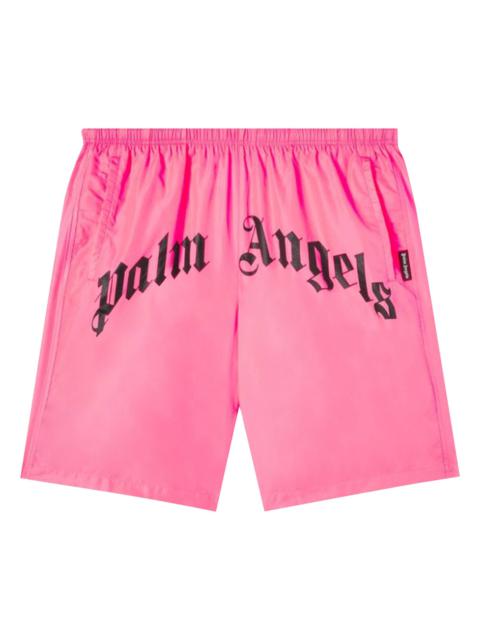 Palm Angels Palm Angels Curved Logo Bold Swim Short 'Fuchsia Fluo'