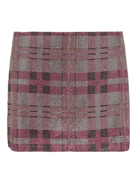 self-portrait Pink Check Chainmail Skirt