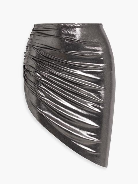 NORMA KAMALI Diana draped stretch-lamé mini skirt