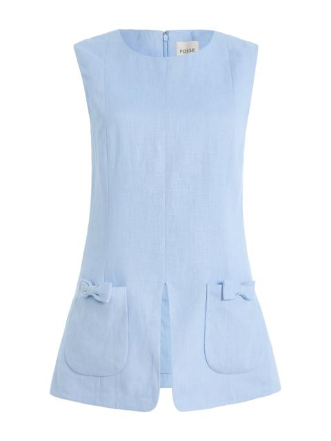 POSSE Harper Linen Top blue
