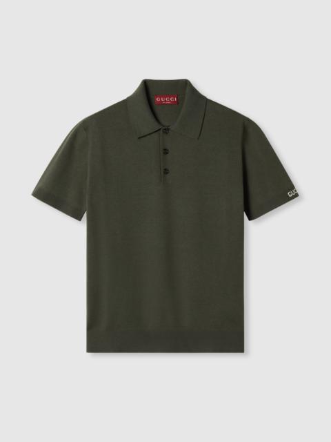 GUCCI Silk cotton knit polo shirt