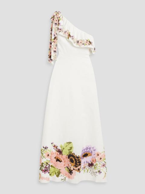 Other Designers One-shoulder floral-print cotton and linen-blend maxi dress