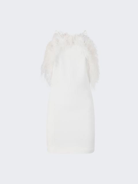 THE ATTICO Cady Mini Dress With Ostrich Feathers White