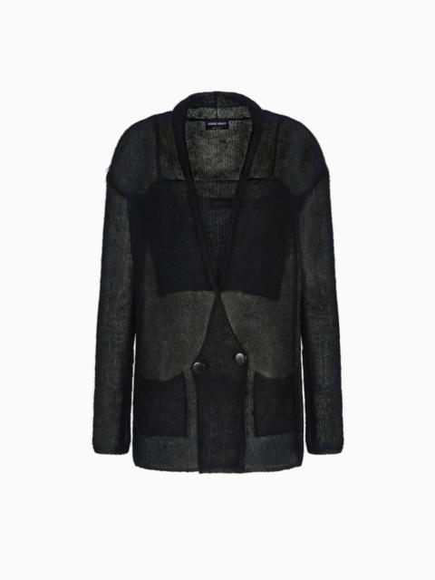 GIORGIO ARMANI MOHAIR WOOL-BLEND TOP AND DOUBLE-BREASTED CARDIGAN TWINSET
