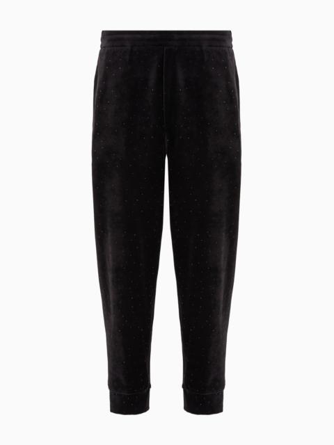 EMPORIO ARMANI Clubwear chenille joggers with all-over rhinestones