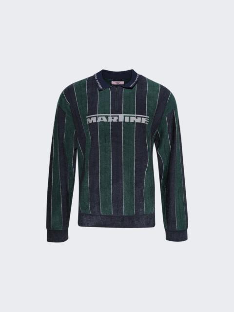 Martine Rose Sporty Logo Polo Green And Navy
